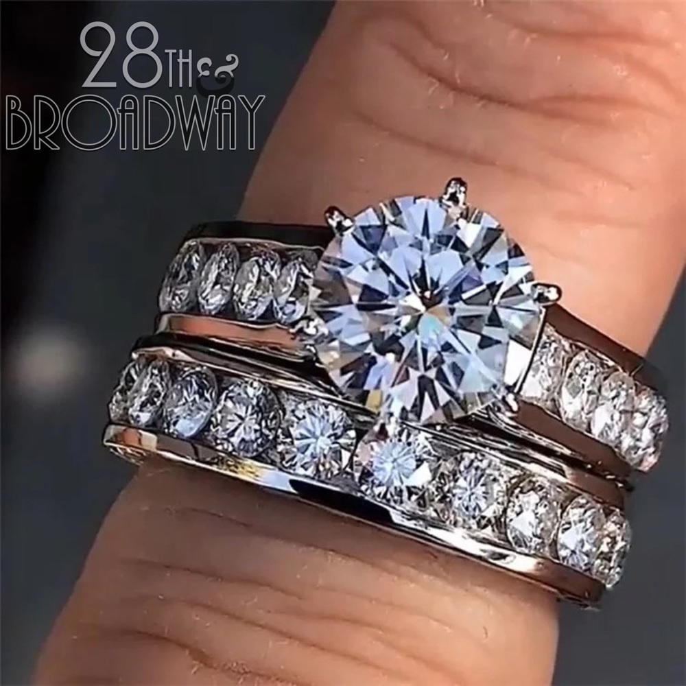 18K White Gold Diamond Eternity Engagement Set